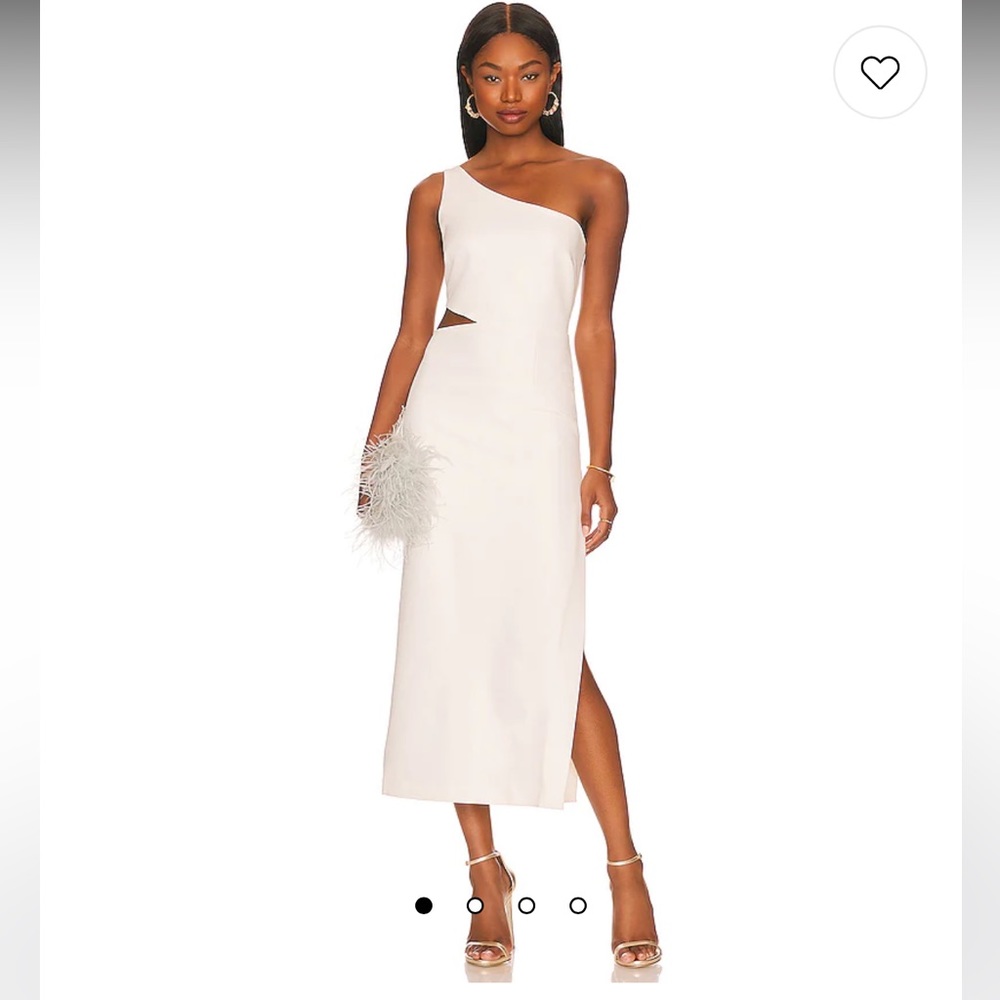 Bardot Jenna white one shoulder cutout slit maxi midi dress 6 SM Revolve NWT